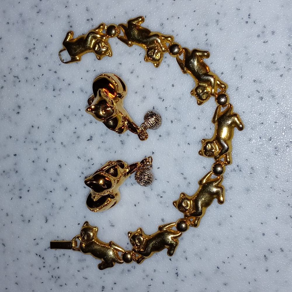 Cat Bracelet & Earrings